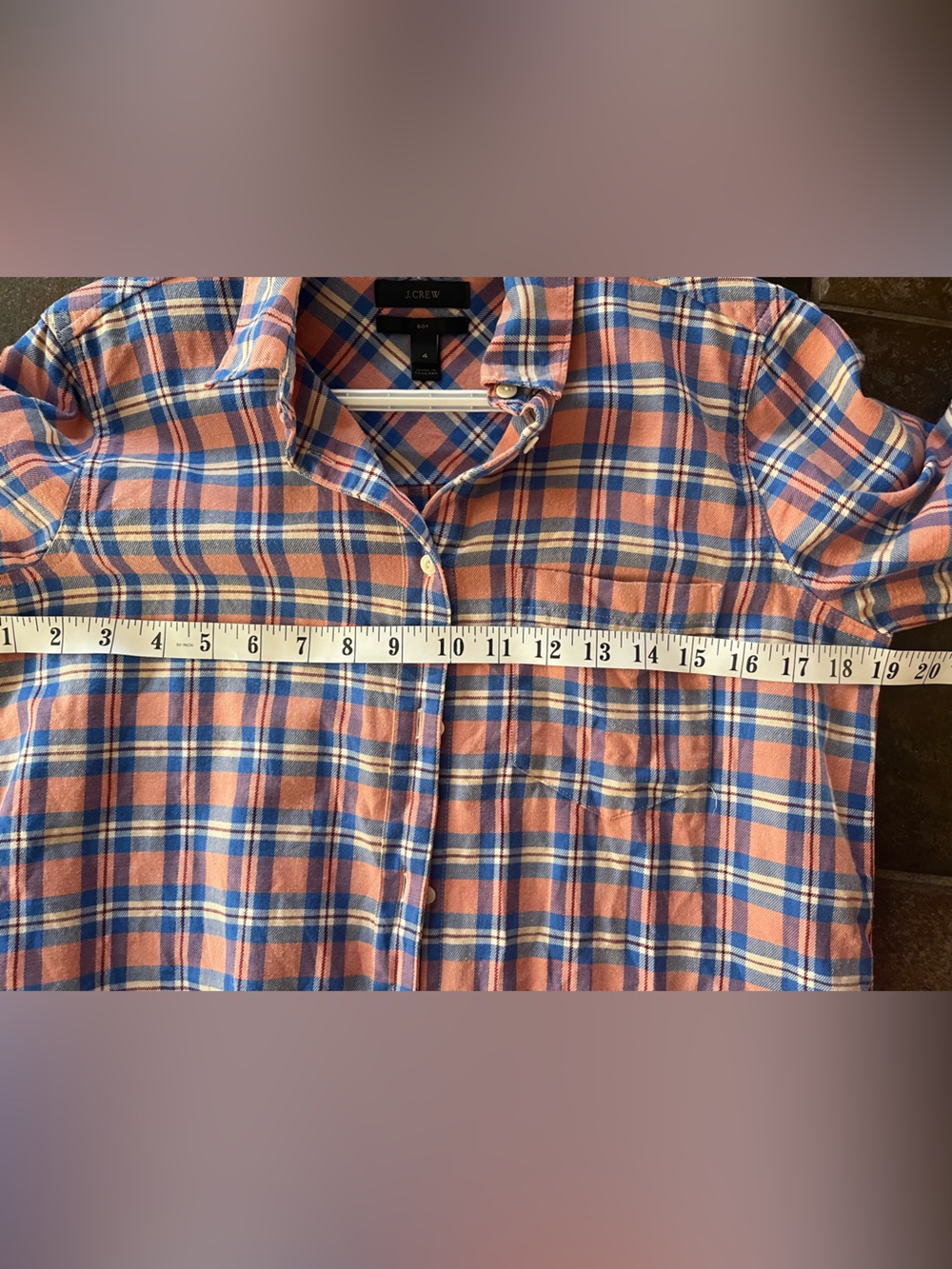 🌸2/20 J.Crew “The Boy Shirt” Pink Plaid 100% Cotton Preppy Coastal Size 4 - Picture 5 of 9